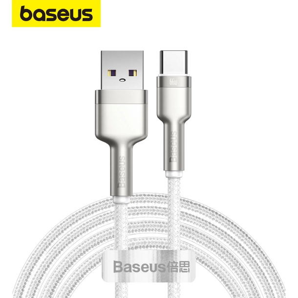 Кабель Baseus Cafule Series Metal Data Cable USB-A to Type-C PD 66W, белый