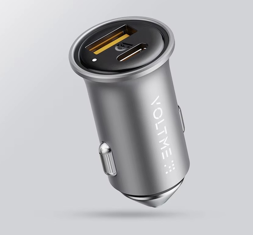 Автомобильное зарядное устройство VOLTME Cazo 30CA Алюминиевый корпус (30Вт W USB A + Type-C), серый