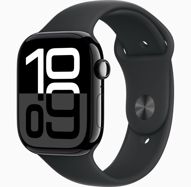 Apple Watch Series 10 GPS 46 мм, корпус из алюминия цвета «чёрный глянец», спортивный ремешок черного цвета S/M (MWWP3) Apple Watch Series 10 GPS 46 мм, корпус из алюминия цвета «чёрный глянец», спортивный ремешок черного цвета S/M (MWWP3)