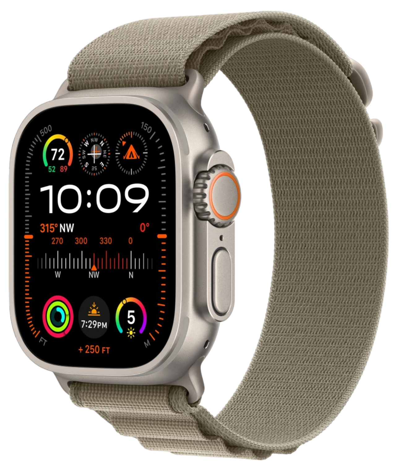 Apple Watch Ultra 2 GPS, 49 мм, корпус из титана, ремешок Alpine оливкового цвета S (MREX3/MX4E3)