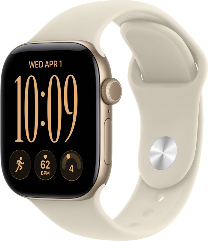 Apple Watch Series 12 GPS 42mm, Light Gold Aluminum Case Sand Sport Band S/M (MJED4)