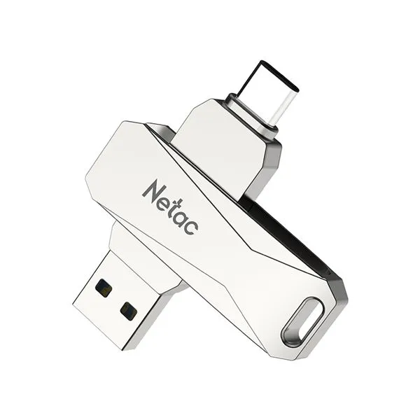 Флеш-накопитель USB 3.0 128GB Netac U782C Dual серебро (USB 3.0/3.1 + Type C)