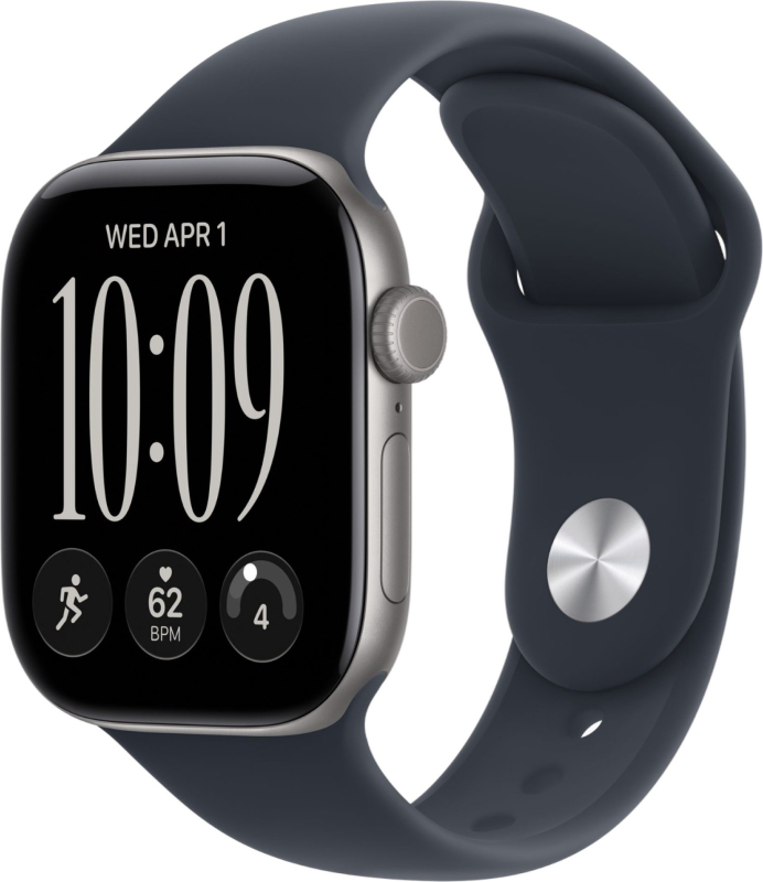 Apple Watch Series 12 GPS 42mm, Space Gray Aluminum Case Navy Blue Sport Band S/M (MJE74)