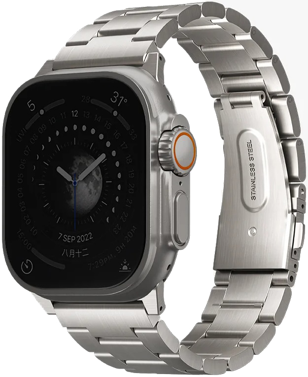 Ремешок стальной Uniq OSTA для Apple Watch 49/45/44/42, цвет титан (TITANIUM) Ремешок стальной Uniq OSTA для Apple Watch 49/45/44/42, цвет титан (TITANIUM)