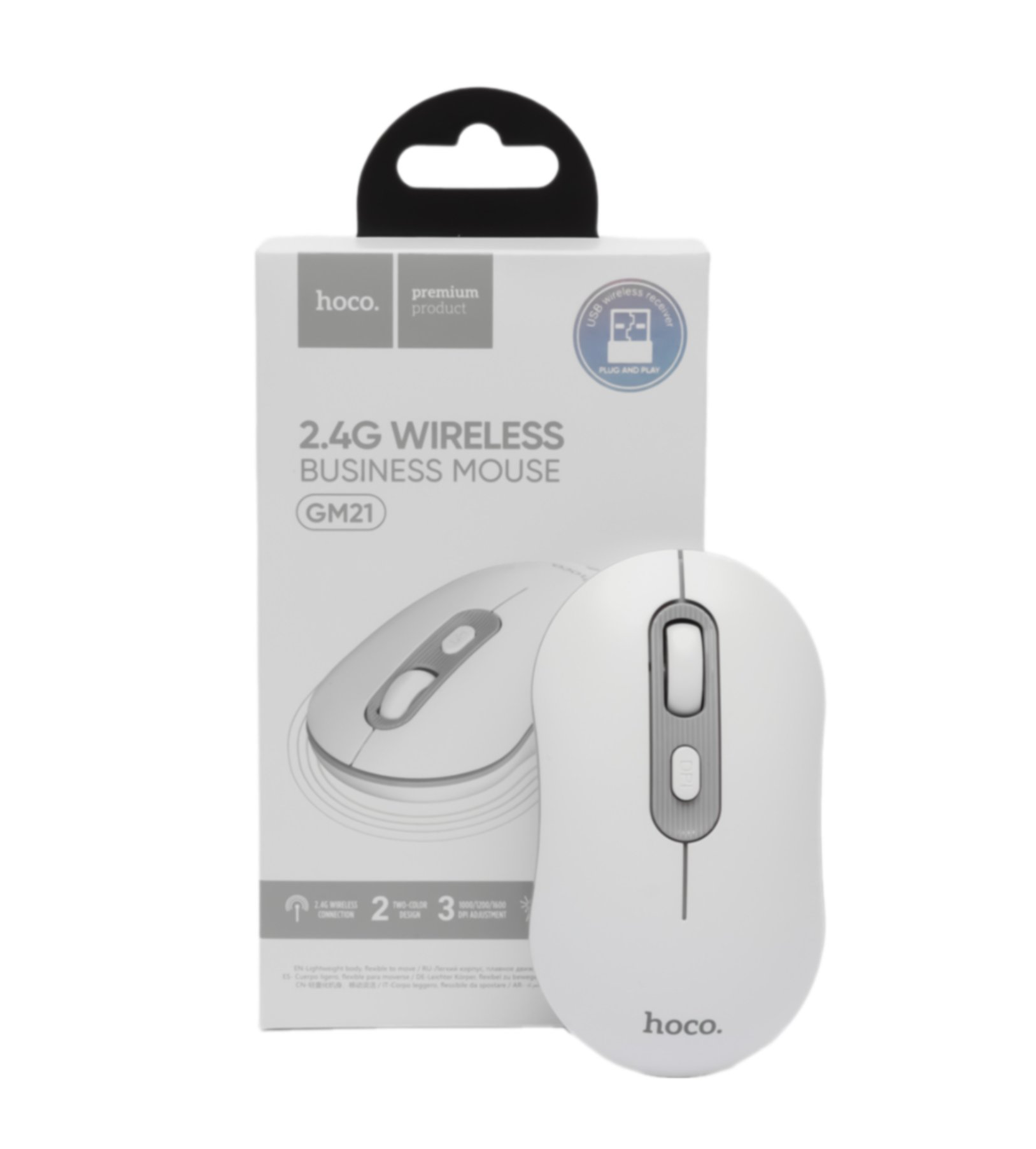 Мышь Hoco GM21 Platinum 2.4G Business Wireless Mouse, white-grey Мышь Hoco GM21 Platinum 2.4G Business Wireless Mouse, white-grey