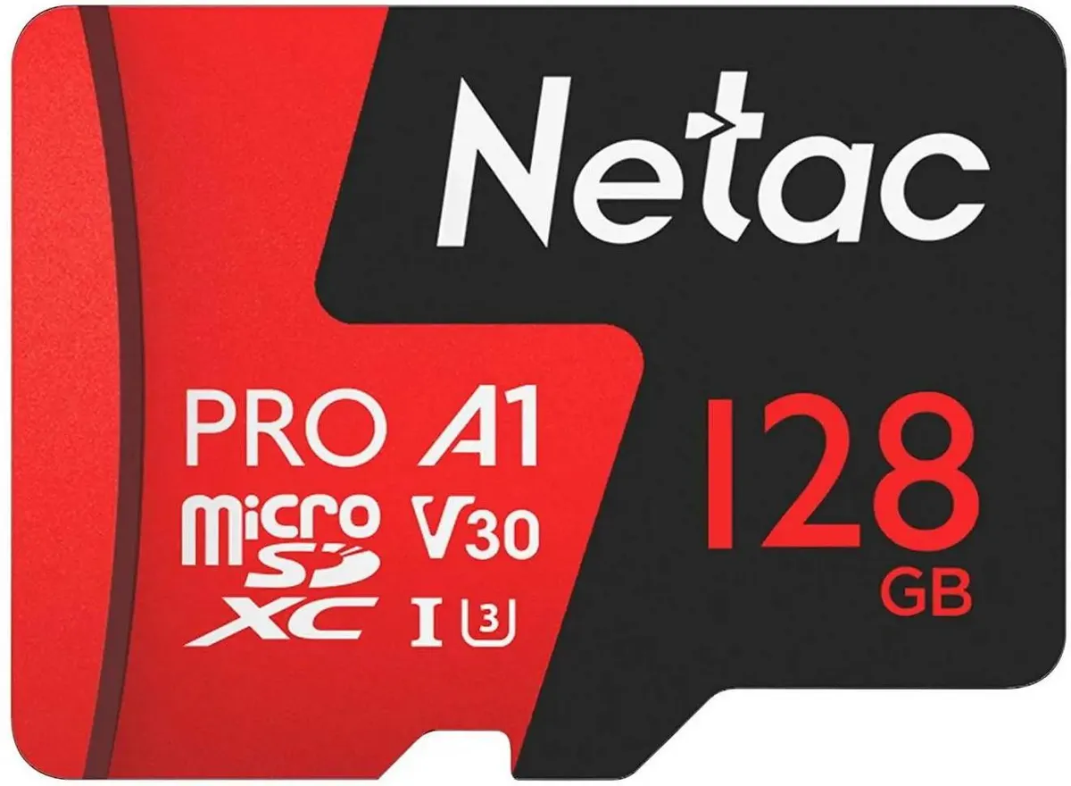 Карта памяти MicroSD 128GB Netac P500 Extreme Pro Class 10 UHS-I A1 V30 (100 Mb/s) + SD адаптер