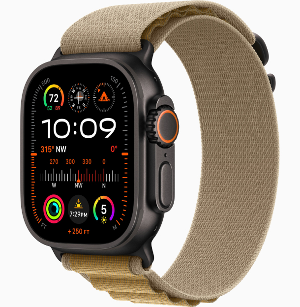 Apple Watch Ultra 2 (2024) GPS, 49 мм, корпус из черного титана, ремешок Alpine Case Tan Alpine Loop Medium