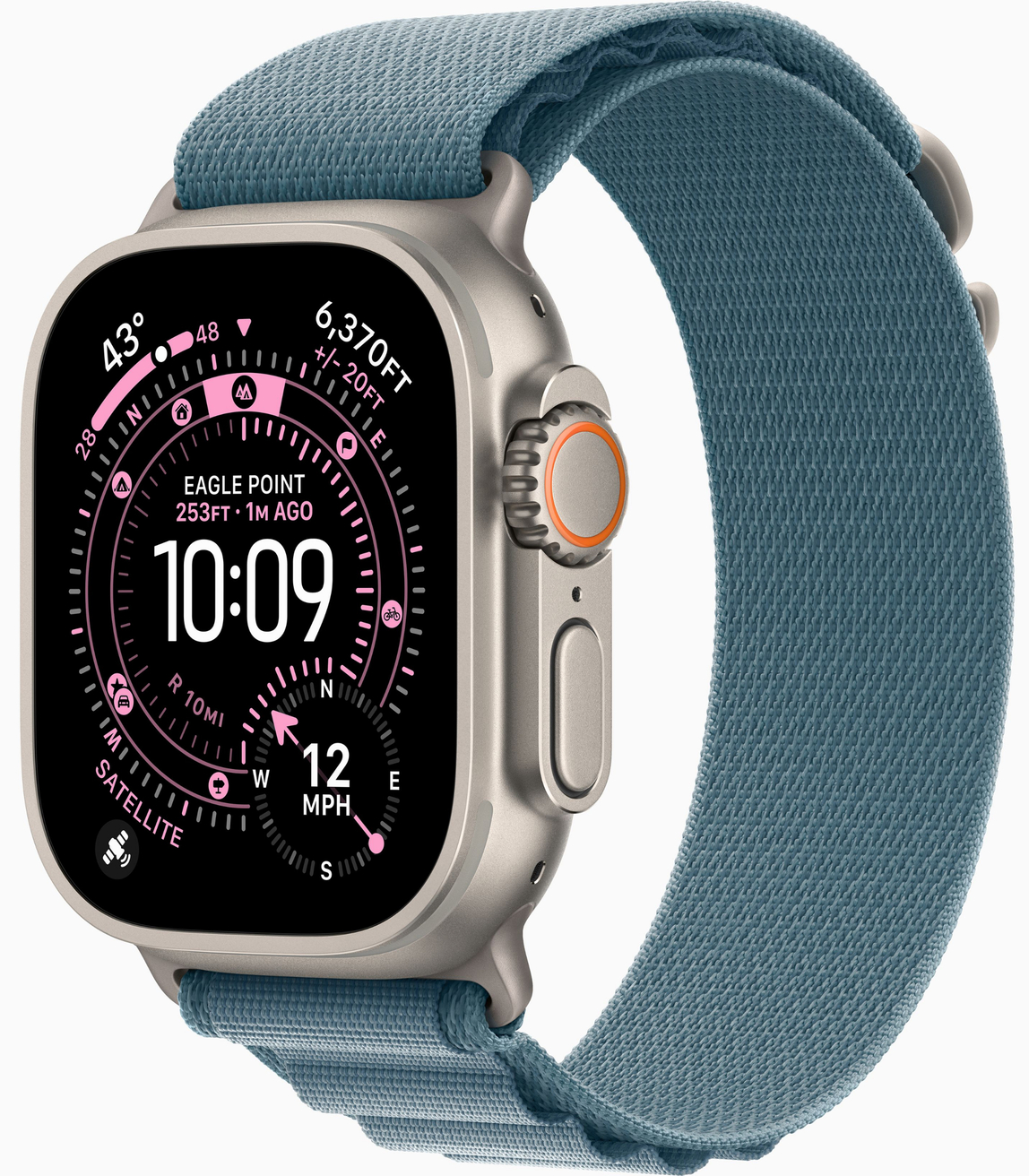 Apple Watch Ultra 3 GPS, 49 мм, корпус из бежевого титана, ремешок Alpine Loop цвета Light Blue M (MEWM4)