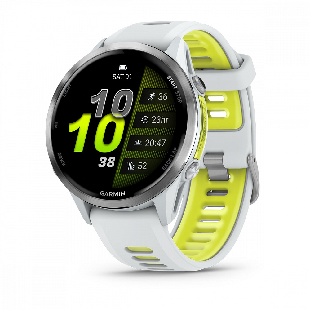 Умные часы Garmin Forerunner 970 Whitestone Titanium Whitestone/Translucent Amp Yellow Silicone