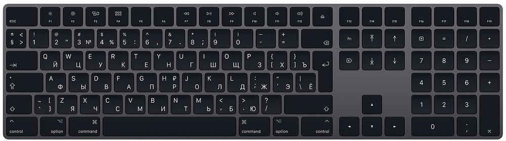 Клавиатура Apple Magic Keyboard с цифровой панелью, «серый космос» Клавиатура Apple Magic Keyboard с цифровой панелью, «серый космос»
