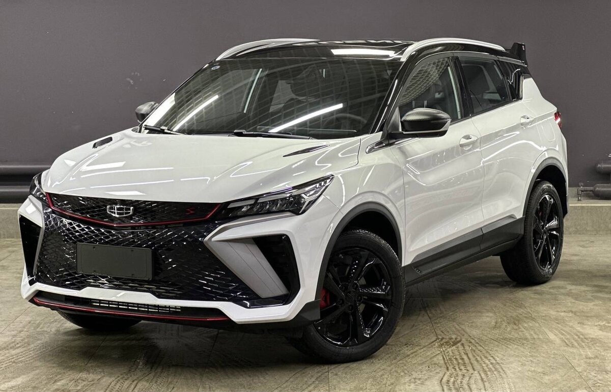 Geely coolray white 2024 черный салон