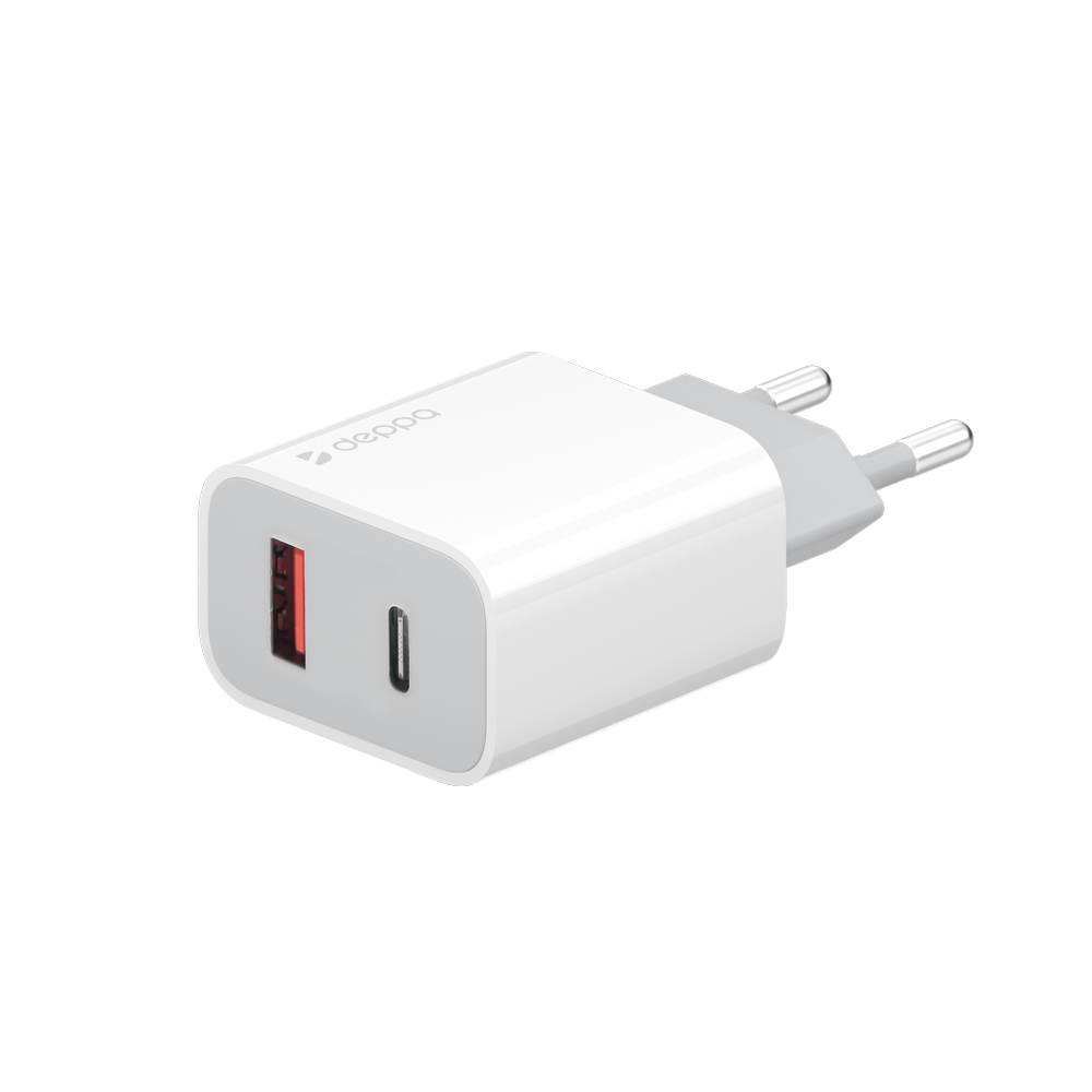 Сетевое зарядное устройство Deppa USB-A/USB-C, 18W, белый