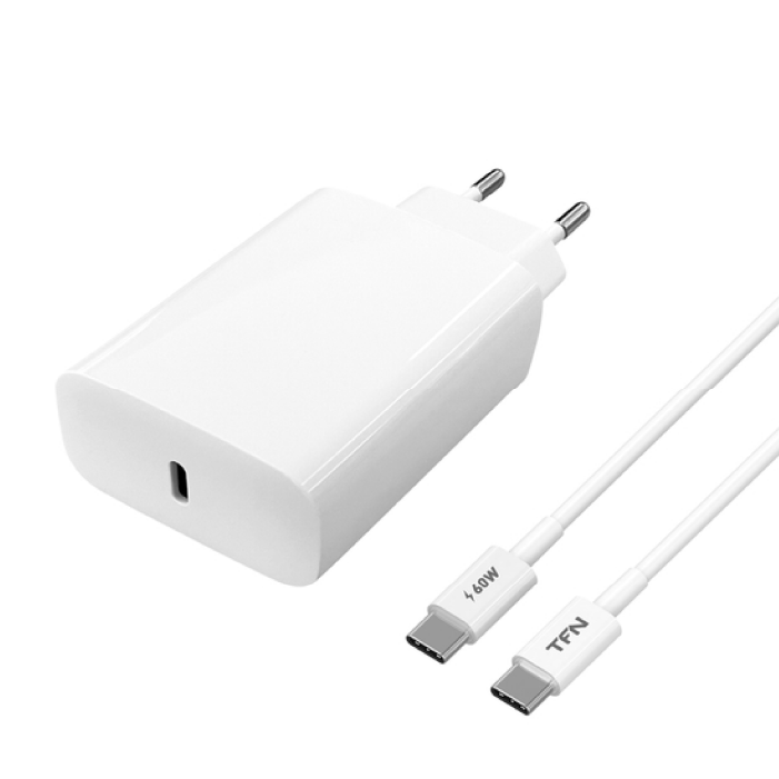 Сетевое зарядное устройство TFN QC+PD, без кабеля, общая мощность 30Вт, белый