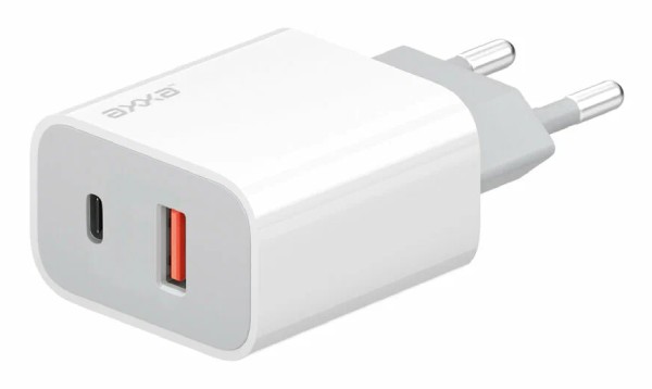 Сетевое зарядное устройство Axxa USB-C + USB-A, 30W, QC, PD, white