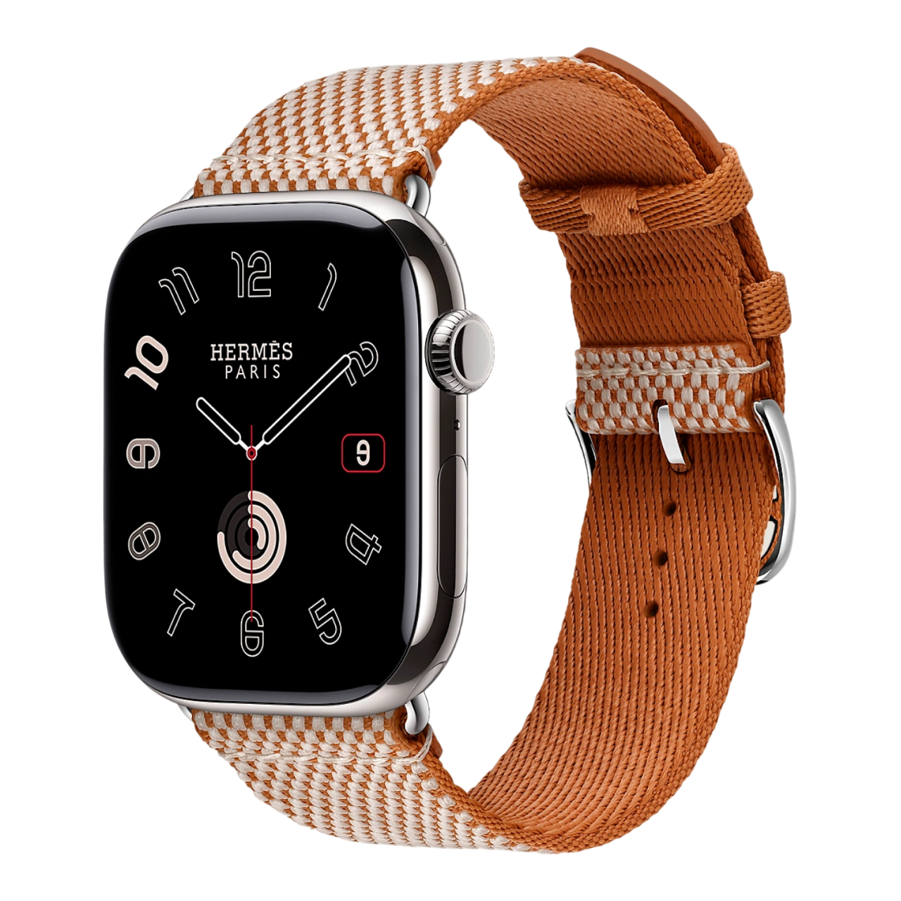 Apple Watch Hermes Series 11 GPS 46mm, Silver Titanium Case Gold/Ecru Single Tour Toile H Strap