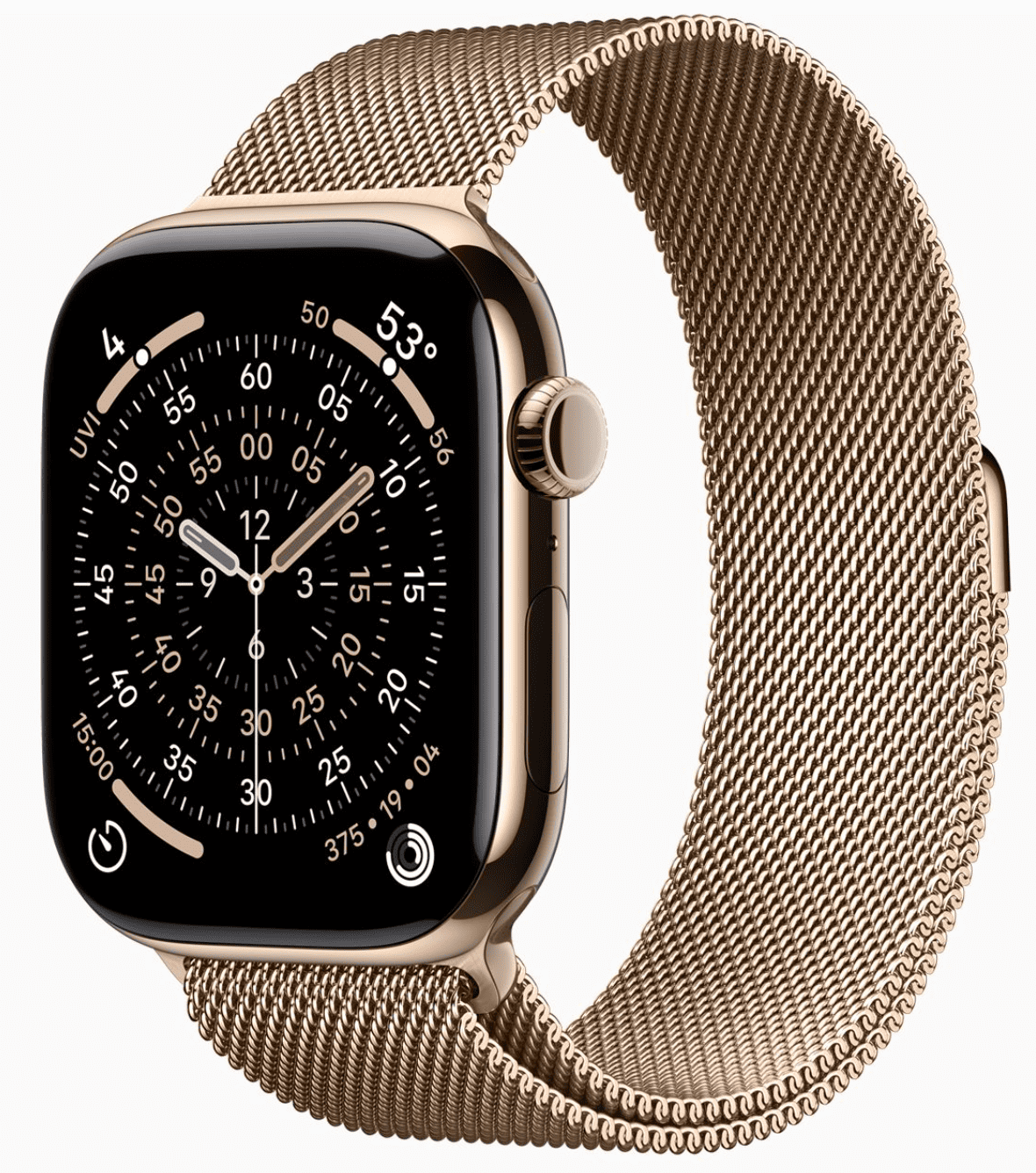 Apple Watch Series 11 GPS 46mm, Gold Titanium Case Gold Milanese Loop M/L (MFD84)