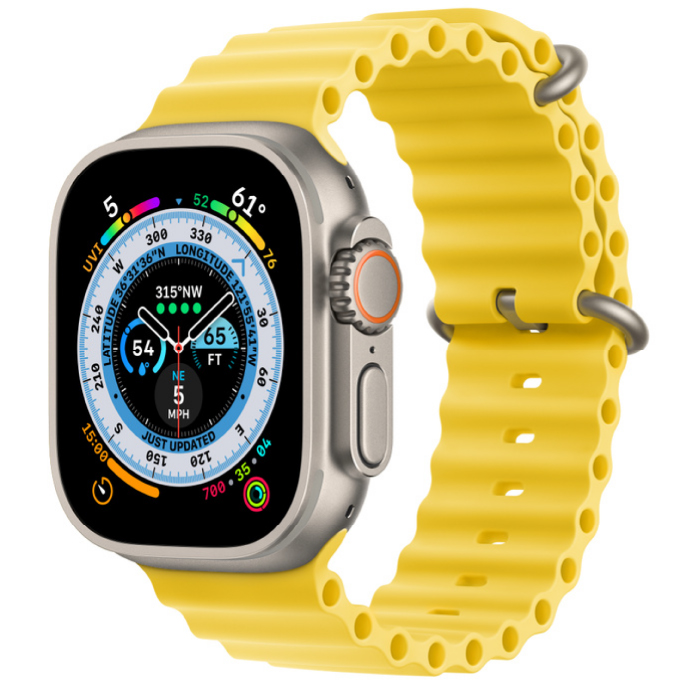 Apple Watch Ultra, 49 мм, корпус из титана, ремешок Ocean желтого цвета (FNH93) - CPO