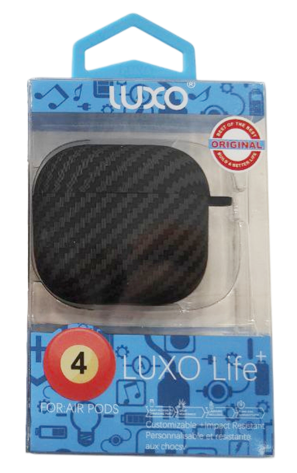 Чехол LUXO Carbon для Airpods 4, чёрный