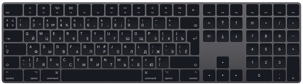 Клавиатура Apple Magic Keyboard с цифровой панелью, «серый космос» с Touch ID Клавиатура Apple Magic Keyboard с цифровой панелью, «серый космос» с Touch ID
