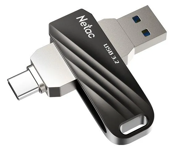 Флеш-накопитель USB 3.0 128GB Netac US11 Dual чёрный/серебро (USB 3.0 / Type C)