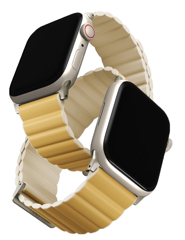 Ремешок Uniq Revix Premium Ed. Leather/Silicone Canary Yellow/Ivory для Apple Watch 38/40/41мм