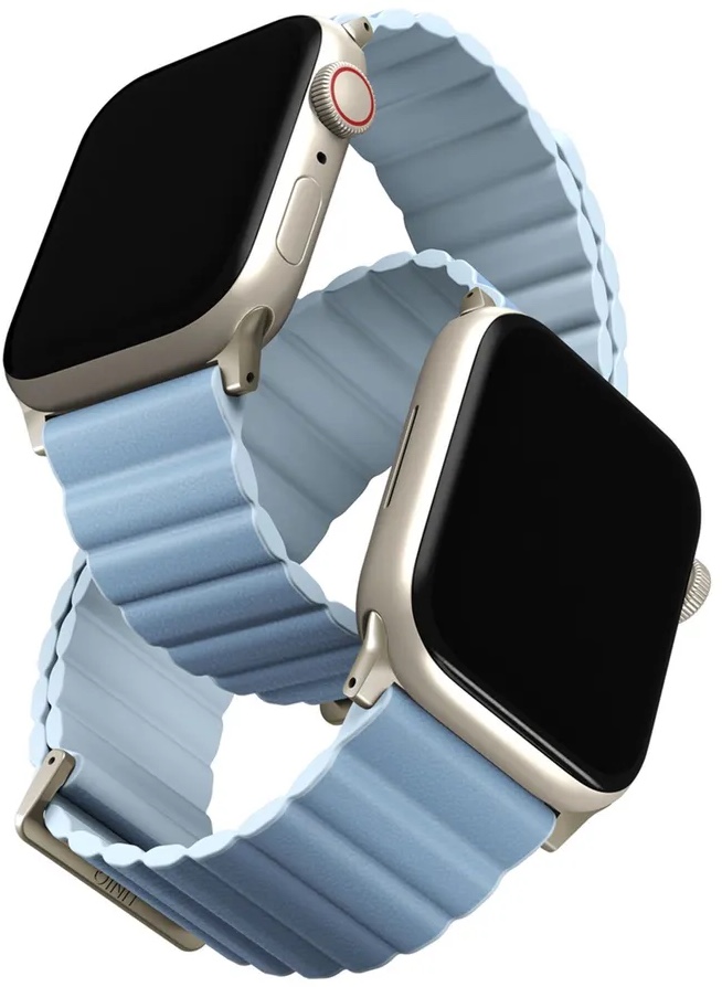 Ремешок Uniq для Apple Watch 42/41/40 mm ремешок Revix Premium Ed. Leather/Silicone Arctic/Soft Blue