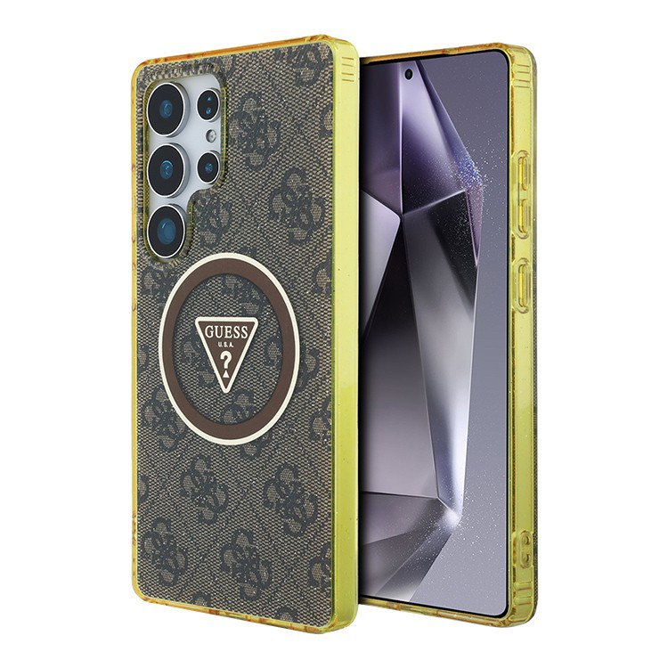 Чехол Guess для Galaxy S25 Ultra PC/TPU 4G Glitter Triangle logo Hard Brown (MagSafe) Чехол Guess для Galaxy S25 Ultra PC/TPU 4G Glitter Triangle logo Hard Brown (MagSafe)