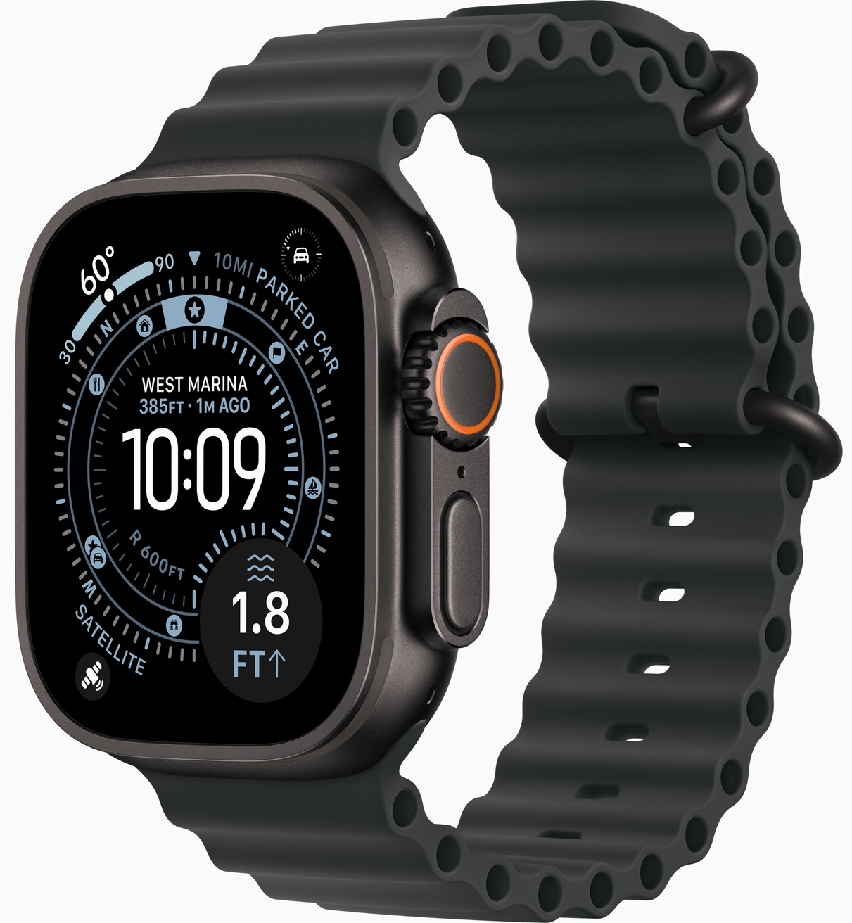 Apple Watch Ultra 3 GPS, 49 мм, корпус из черного титана, ремешок Ocean цвета Black (MF0J4)