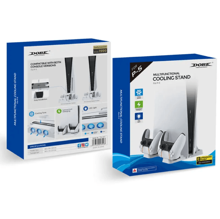Многофункциональная охлаждающая подставка Dobe для игровой приставки PlayStation 5 с зарядкой и индикацией (TP5-05102).
