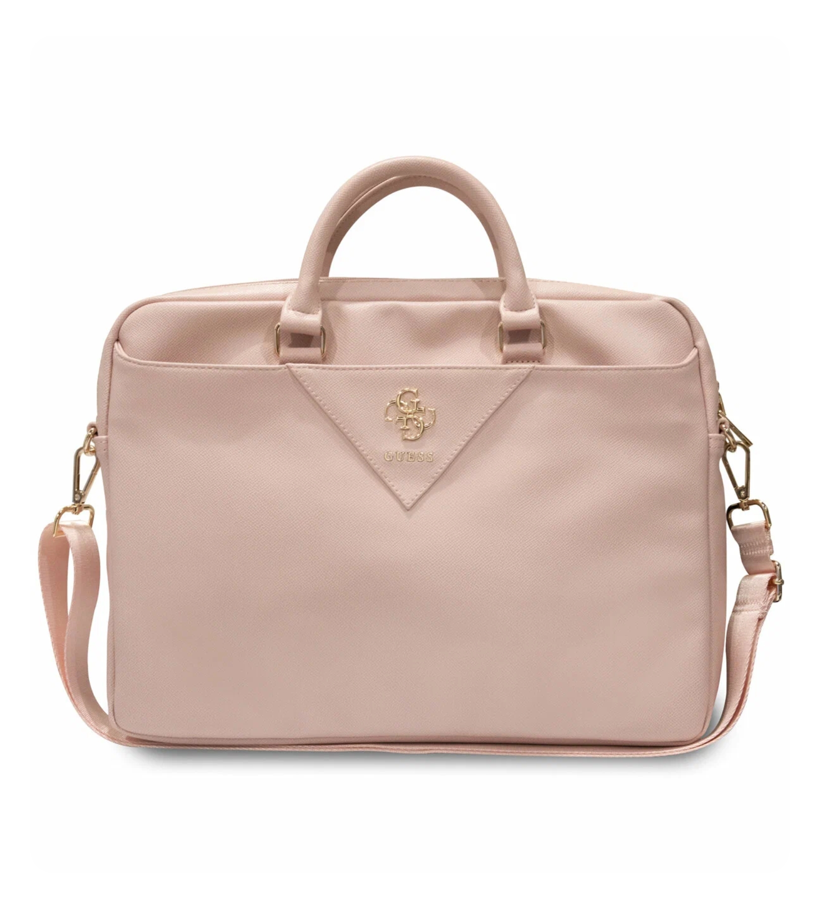 Сумка Guess для MacBook 15"/16" PU Grained leather Bag 4G metal logo with Zipper Pink