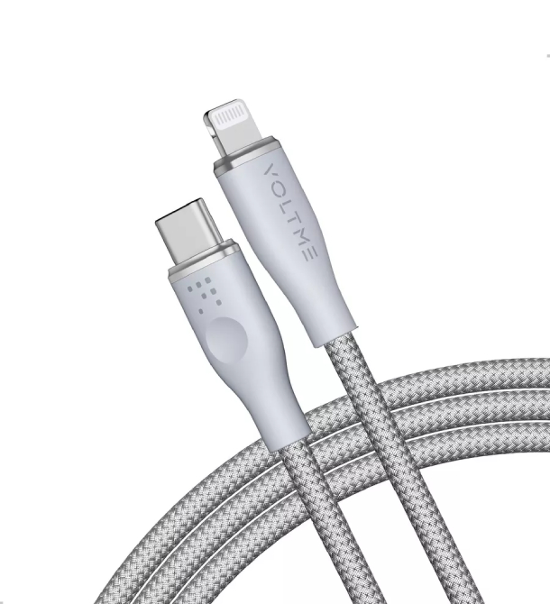 Кабель USB2.0 CL320 VOLTME RUGG USB C+Lighting 3A 30 Вт 2м Нейлон 30W, Серый