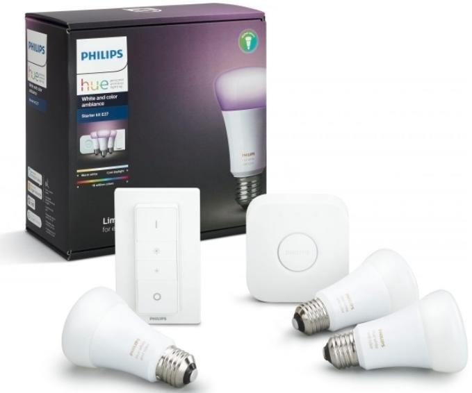 Комплект умных ламп Philips Hue White and Color Ambiance E27 Starter Kit с пультом ДУ и блоком управления (2)