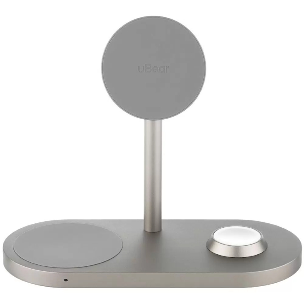 Беспроводное зарядное устройство Ubear Stage 3in1 Magnetic wireless charger, титан