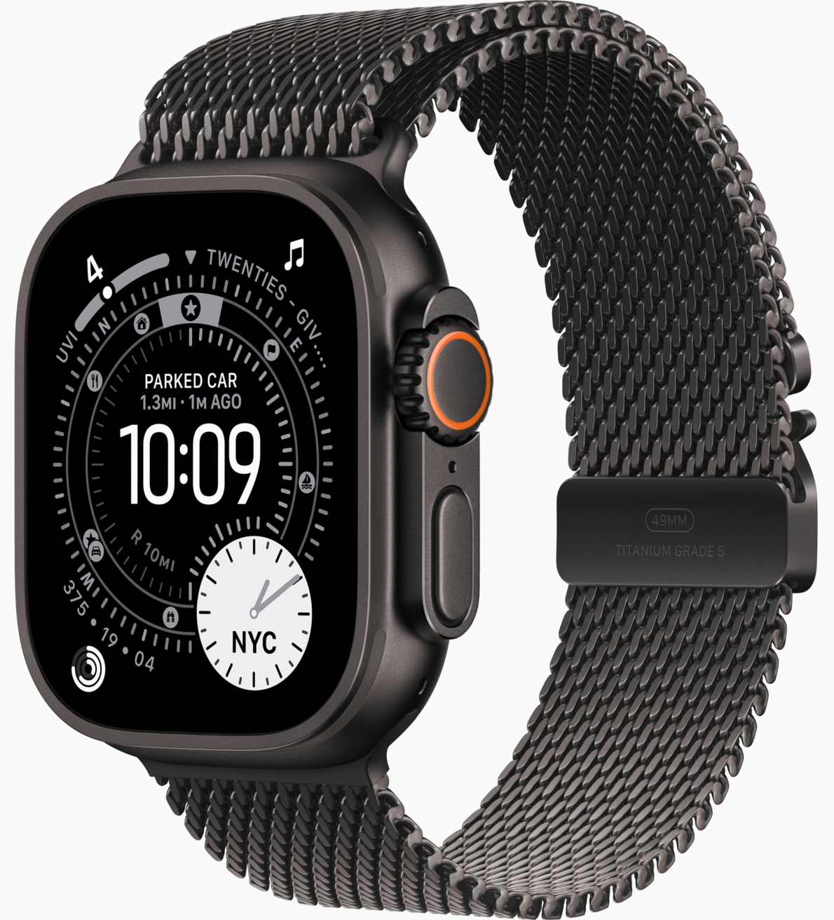 Apple Watch Ultra 3 GPS, 49 мм, корпус из черного титана, ремешок Milanese цвета Black M (MF1Q4)