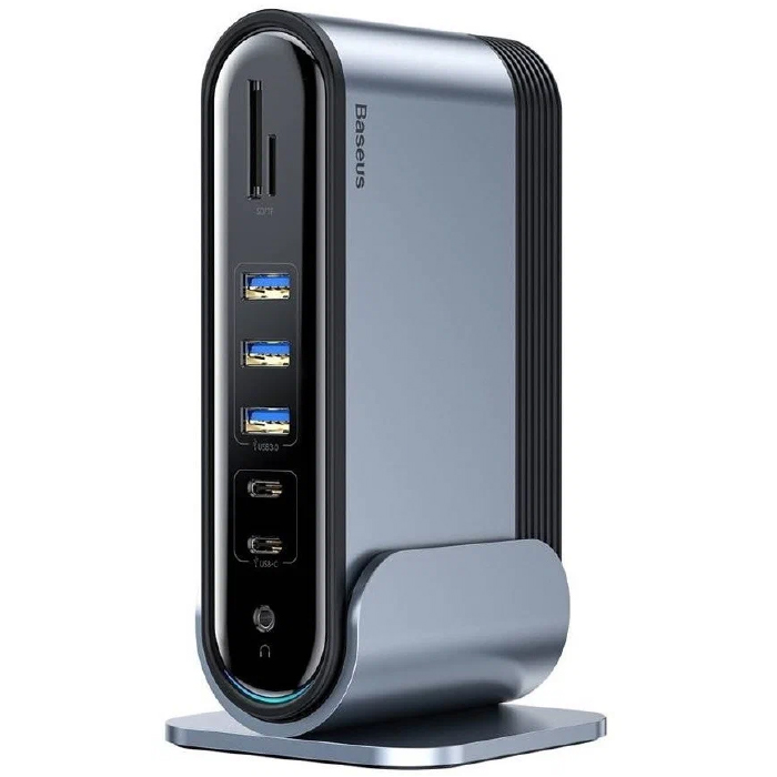 Адаптер Baseus Working Station Multifunctional (CAHUB-BG0G) Dual Type C -> 2х 2.0 USB, 3х 3.0 USB, Type C, 2x HDMI, VGA, 4K HD, SD, TF, DC Power Supply, RJ45, 3.5 Audio Jack Адаптер Baseus Working Station Multifunctional (CAHUB-BG0G) Dual Type C -> 2х 2.0 USB, 3х 3.0 USB, Type C, 2x HDMI, VGA, 4K HD, SD, TF, DC Power Supply, RJ45, 3.5 Audio Jack