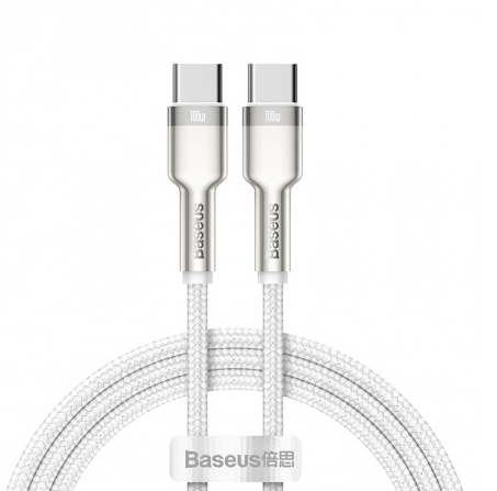 Кабель Baseus Cafule Series Fast Charging Type-C ->Type-C 100W, белый