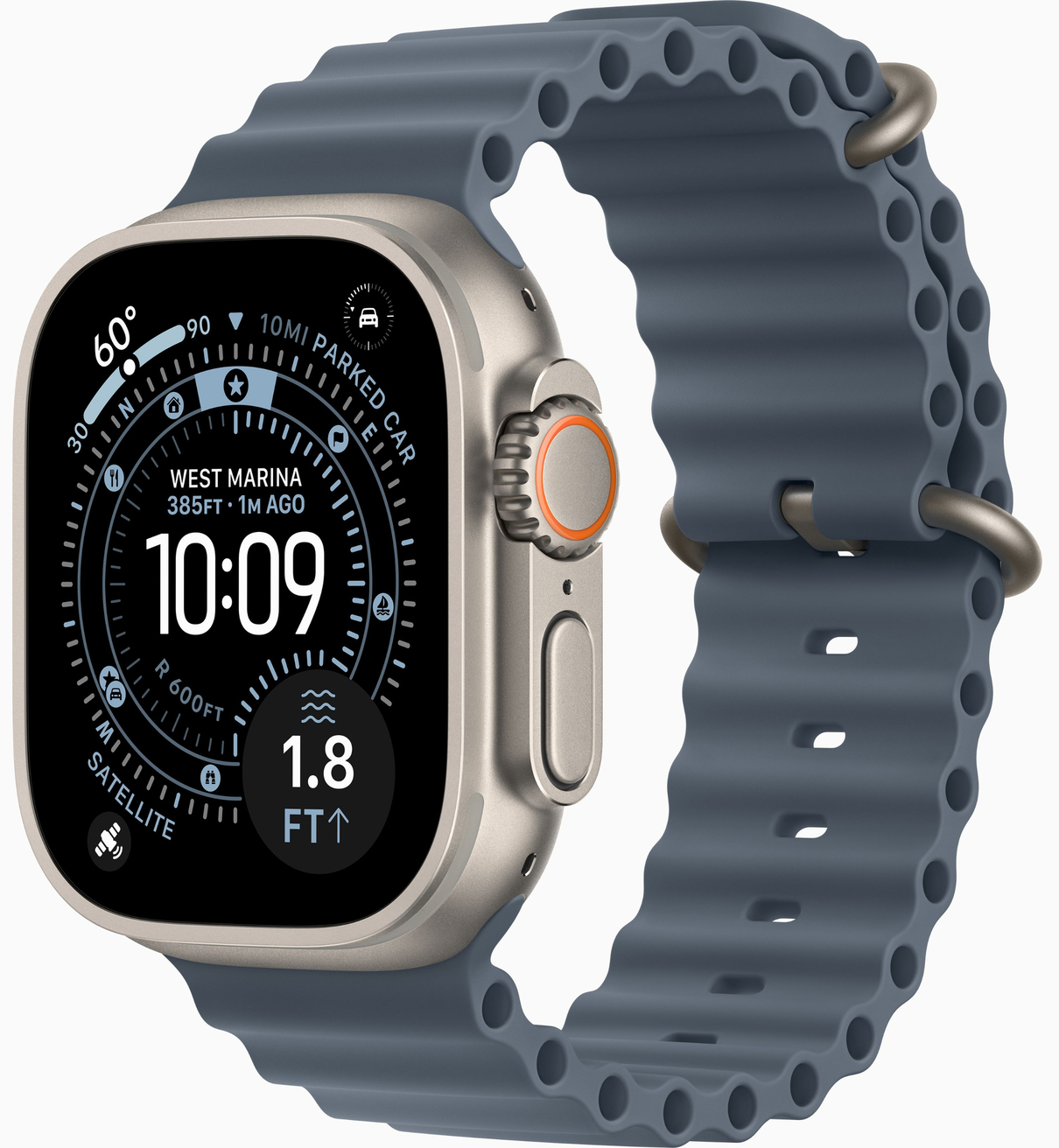 Apple Watch Ultra 3 GPS, 49 мм, корпус из бежевого титана, ремешок Ocean цвета Anchor Blue (MEWH4)