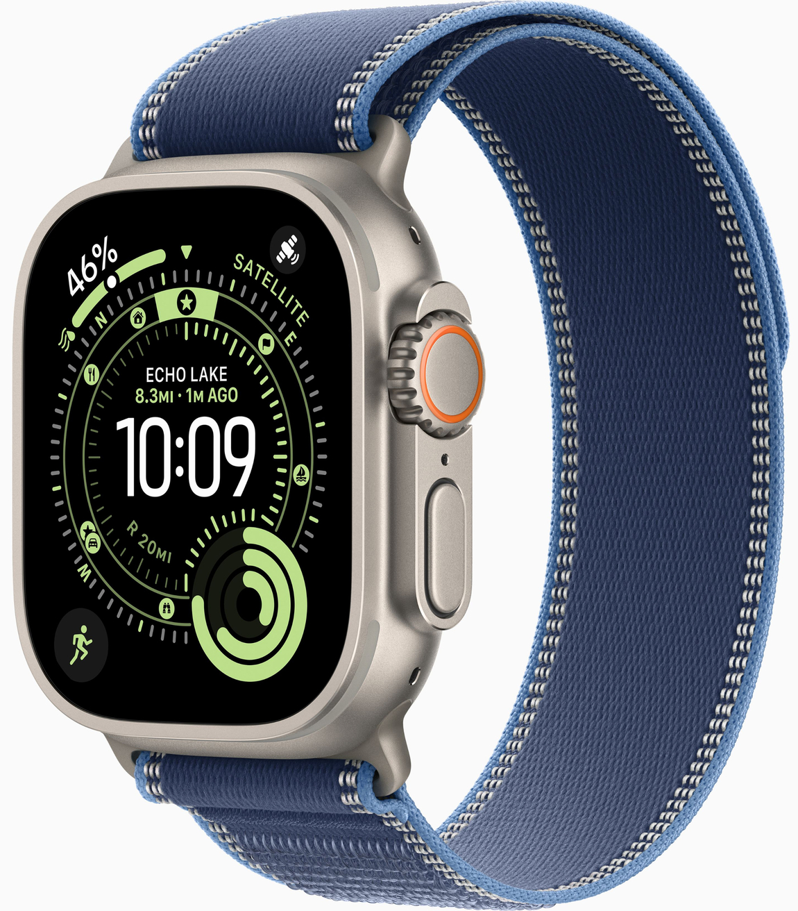 Apple Watch Ultra 3 GPS, 49 мм, корпус из бежевого титана, ремешок Trail Loop цвета Blue/Bright Blue M/L (MEWU4)
