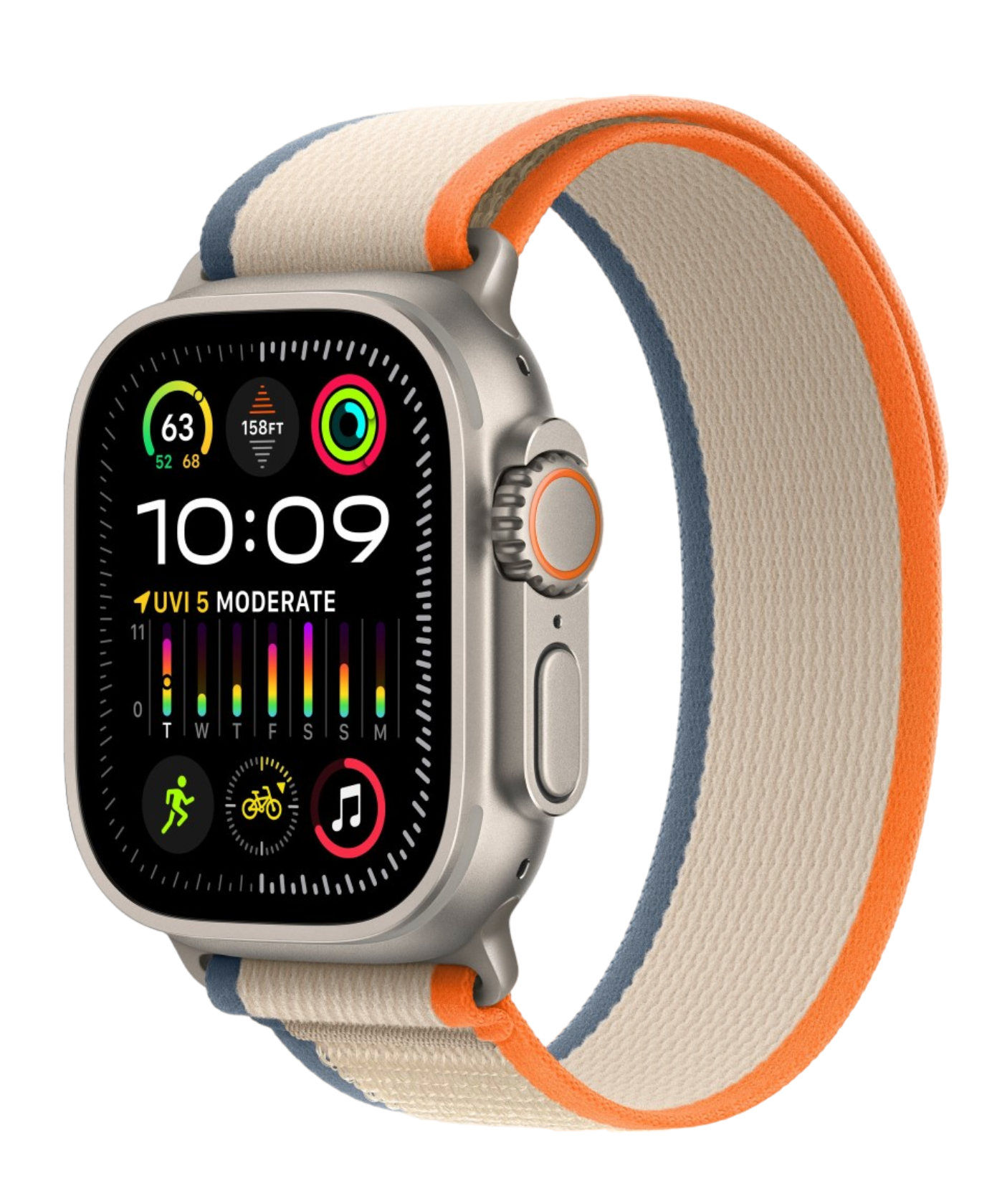 Apple Watch Ultra 2 GPS, 49 мм, корпус из титана, ремешок Trail оранжевого/бежевого цвета (MRF13) Apple Watch Ultra 2 GPS, 49 мм, корпус из титана, ремешок Trail оранжевого/бежевого цвета (MRF13)