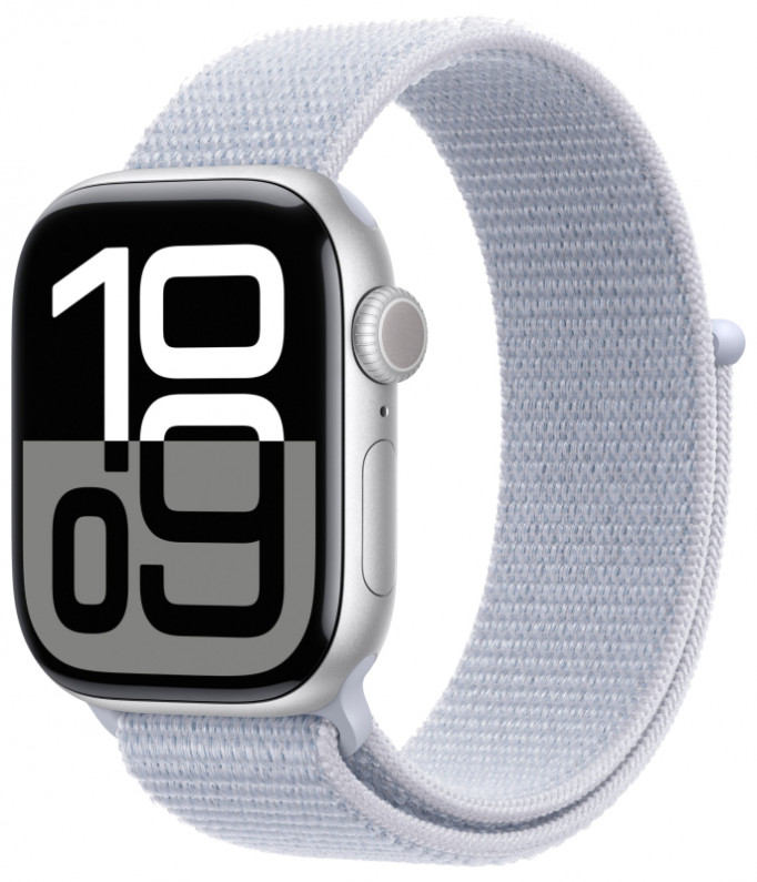 Apple Watch Series 10 GPS 46 мм, корпус из алюминия серебристого цвета, спортивный браслет цвета «Blue Cloud» (MWWN3) - Б/У Apple Watch Series 10 GPS 46 мм, корпус из алюминия серебристого цвета, спортивный браслет цвета «Blue Cloud» (MWWN3) - Б/У