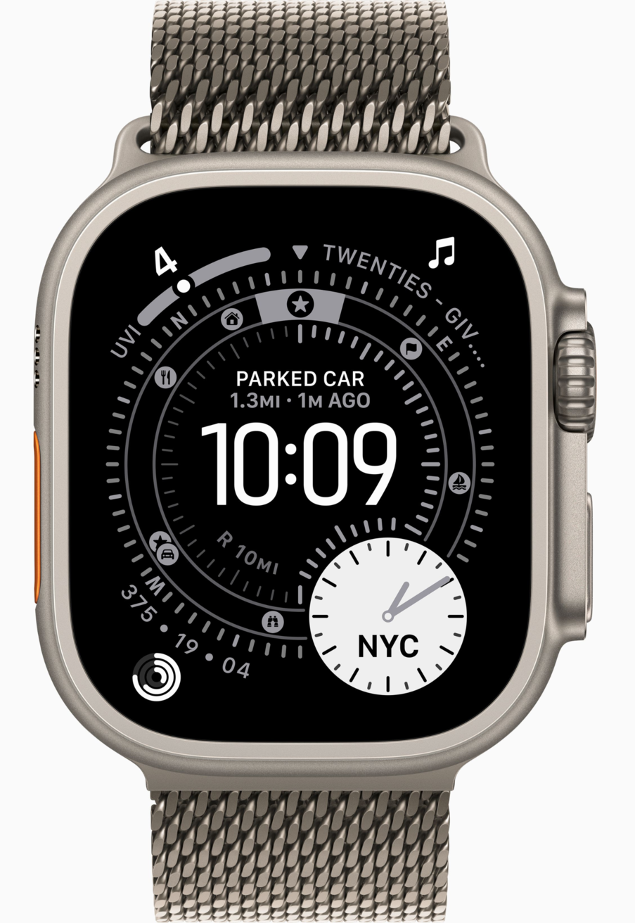 Apple Watch Ultra 3 GPS, 49 мм, корпус из бежевого титана, ремешок Milanese цвета Natural L (MF0E4)