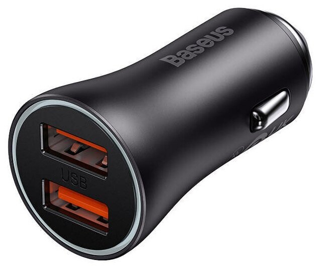 Автомобильное зарядное устройство Baseus Golden Contactor Max Dual USB-A/USB-C, 60W, черный