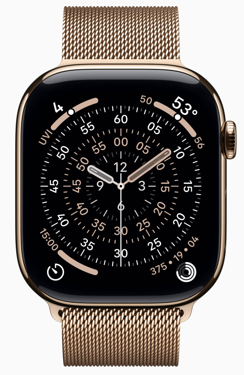 Apple Watch Series 11 GPS 42mm, Gold Titanium Case Gold Milanese Loop (MF8Y4)