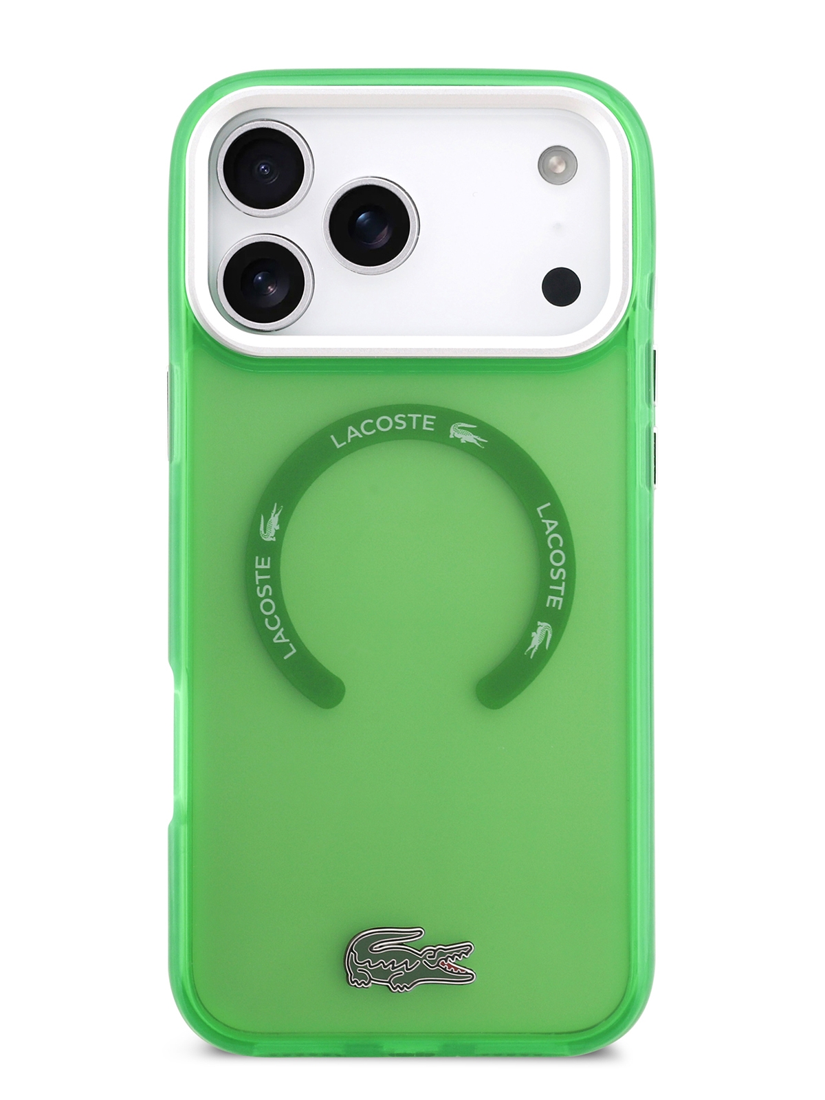 Чехол Lacoste для iPhone 17 Pro Max ShockProof Lacquer Metal logo Hard Frosted Green (MagSafe)