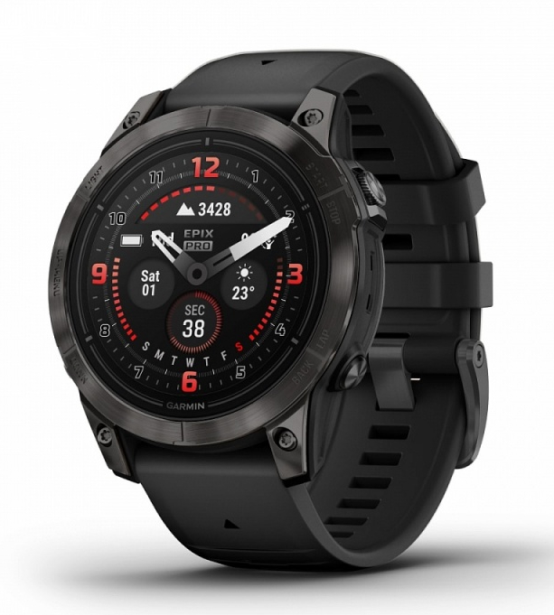 Умные часы Garmin Epix Pro Gen 2 Sapphire Carbon Gray 47mm Black Leather Band
