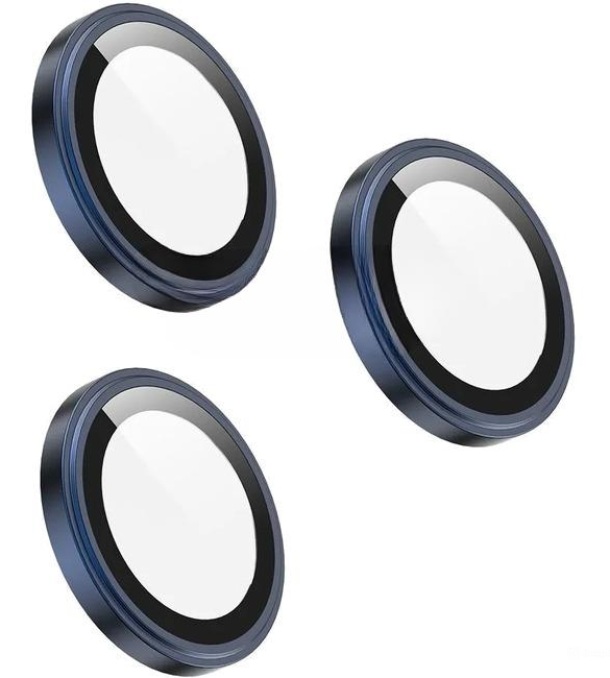 Защитное стекло линзы WiWU 9H Aluminum на камеру iPhone 15 Pro/15 Pro Max, синие