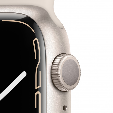 Apple Watch Series 7, 41 мм, корпус из алюминия цвета «сияющая звезда», спортивный ремешок «сияющая звезда» (MKMY3) - Б/У
