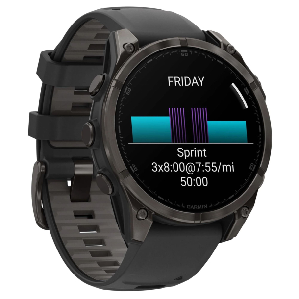 Умные часы Garmin Fenix 8, 51мм, AMOLED Sapphire Carbon Gray DLC Titanium Black/Pebble Gray Silicone Band Умные часы Garmin Fenix 8, 51мм, AMOLED Sapphire Carbon Gray DLC Titanium Black/Pebble Gray Silicone Band