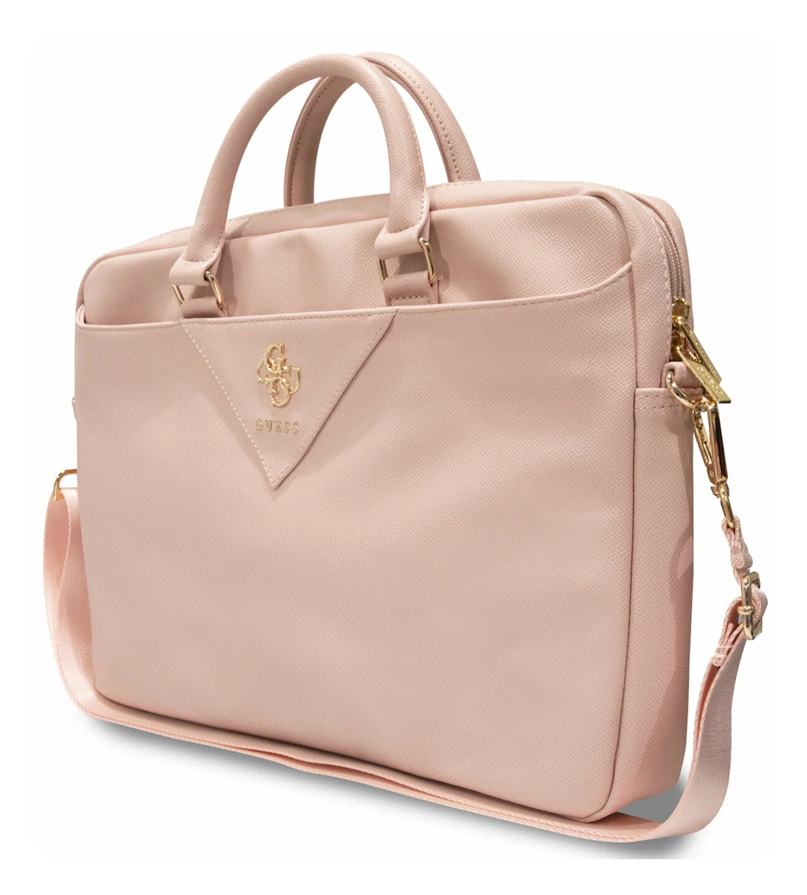Сумка Guess для MacBook 15"/16" PU Grained leather Bag 4G metal logo with Zipper Pink