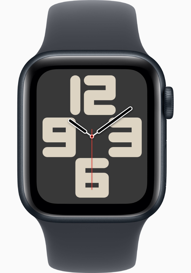 Apple Watch SE 2024, 40 мм, корпус из алюминия цвета «темная ночь», спортивный ремешок цвета «темная ночь» S/M (MXE73)